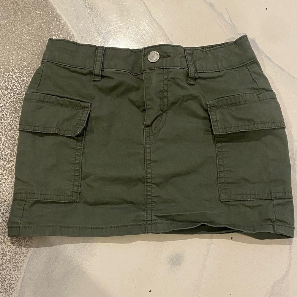 Olive Green Cargo Mini Skirt